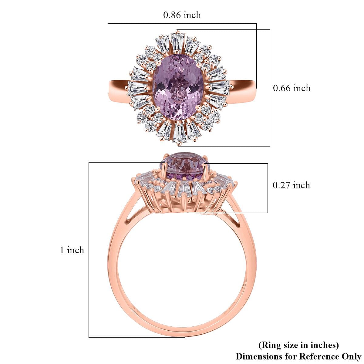 D'Joy AAA Patroke Kunzite and Moissanite 3.30 ctw Royal Starburst Ring in 18K Vermeil Rose Gold Over Sterling Silver (Size 7.0) image number 3