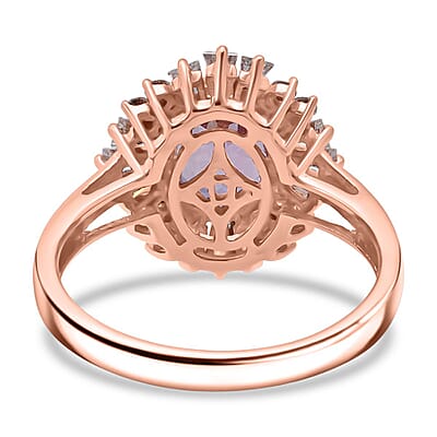 D'Joy AAA Patroke Kunzite, Moissanite Starburst Ring in 18K Vermeil RG Over Sterling Silver 3.30 ctw (Size 9.0)