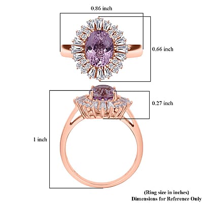 D'Joy AAA Patroke Kunzite, Moissanite Starburst Ring in 18K Vermeil RG Over Sterling Silver 3.30 ctw (Size 9.0)