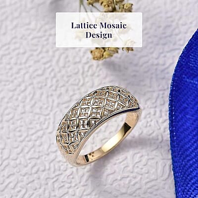 Luxoro 10K Yellow Gold Lattice Mosaic Ring 4.00 Grams (Size 11.0)