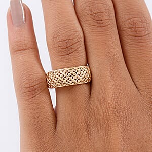 Luxoro 10K Yellow Gold Lattice Mosaic Ring 4.00 Grams (Size 6.0)