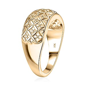 Luxoro 10K Yellow Gold Lattice Mosaic Ring 4.00 Grams (Size 6.0)