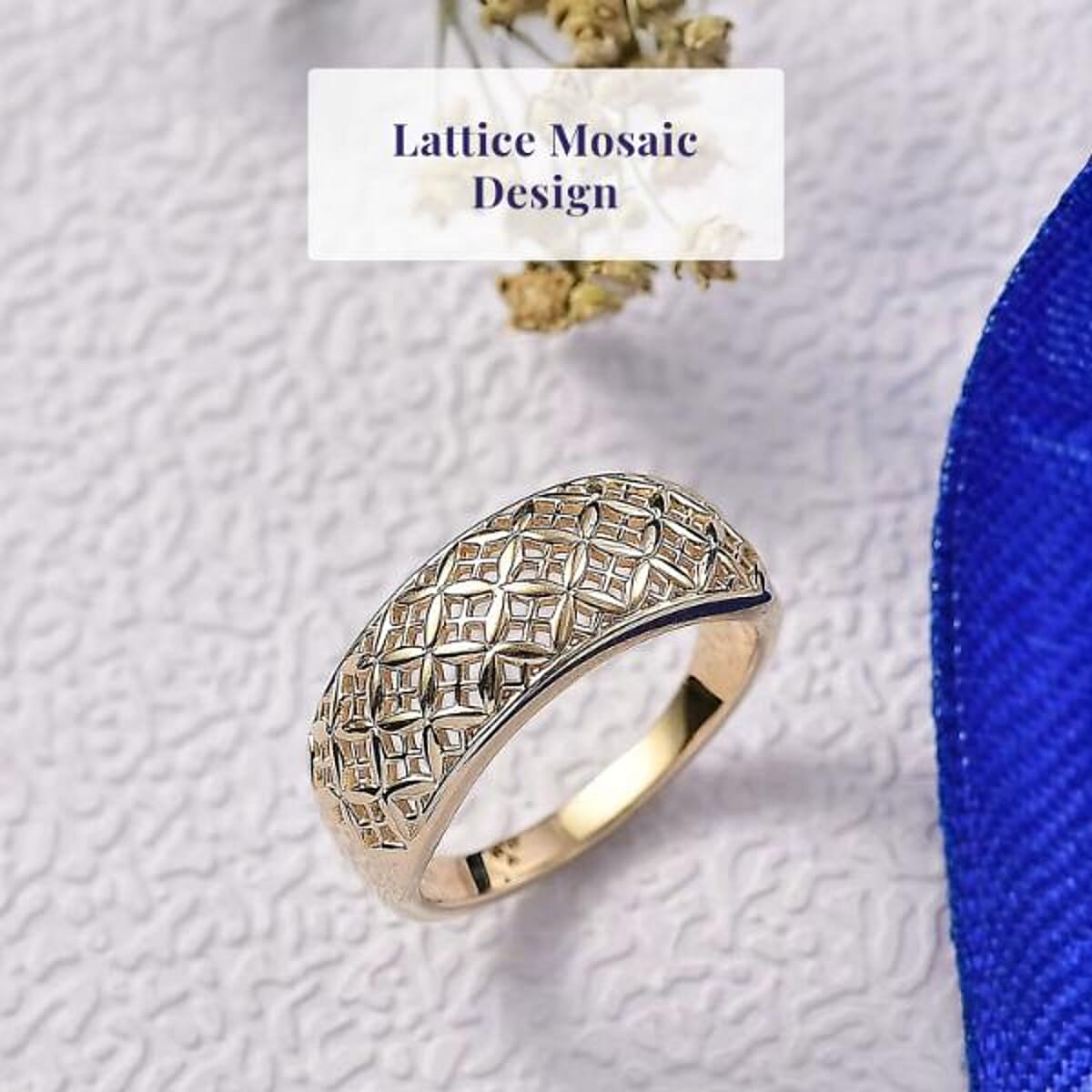 Luxoro 10K Yellow Gold Lattice Mosaic Ring 4.00 Grams (Size 7.0) image number 2