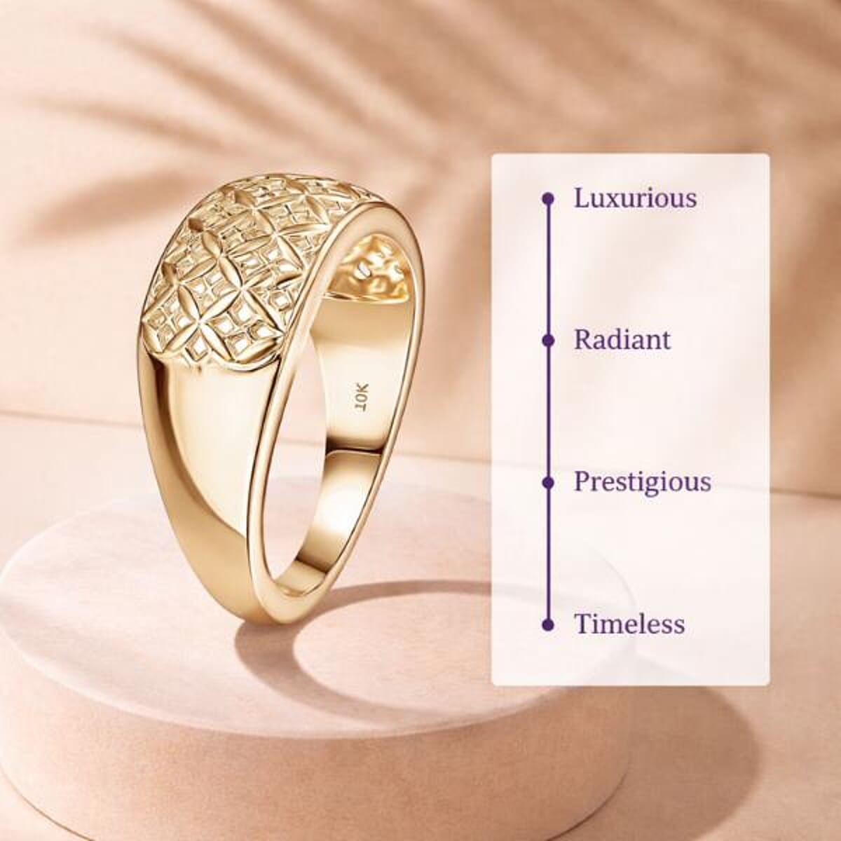 Luxoro 10K Yellow Gold Lattice Mosaic Ring 4.00 Grams (Size 7.0) image number 3