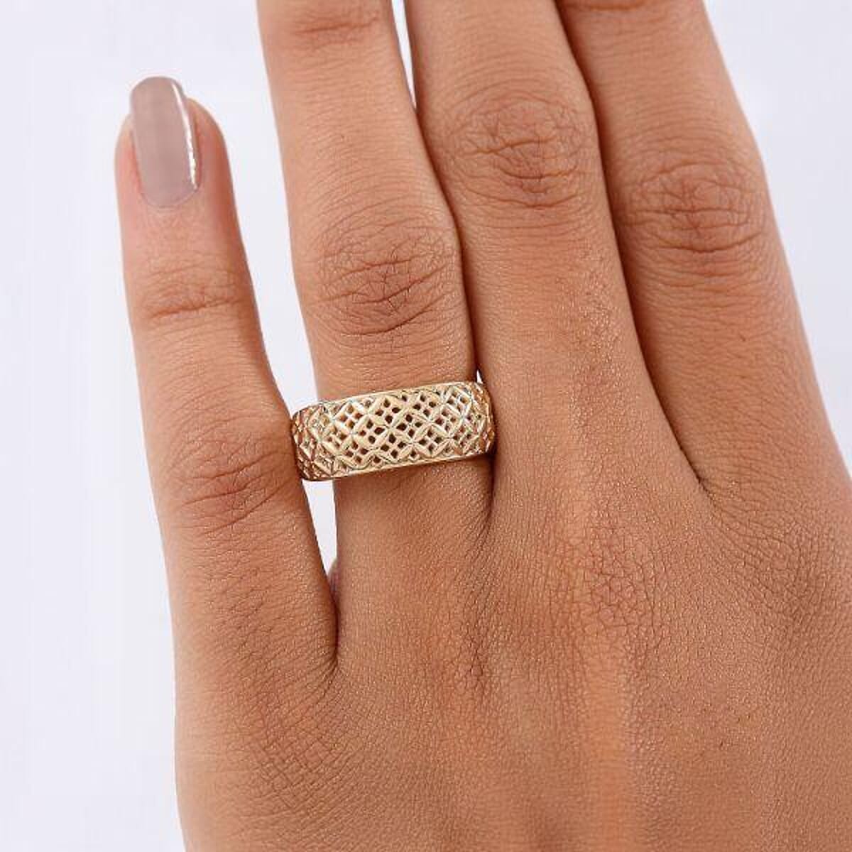 Luxoro 10K Yellow Gold Lattice Mosaic Ring 4.00 Grams (Size 8.0) image number 1