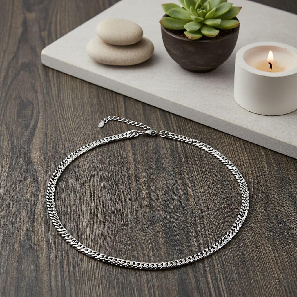 Classic Cuban Link Chain Necklace in Stainless Steel 20-22 Inches