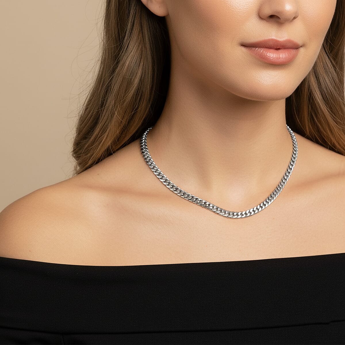 Classic Cuban Link Chain Necklace in Stainless Steel 20-22 Inches image number 2