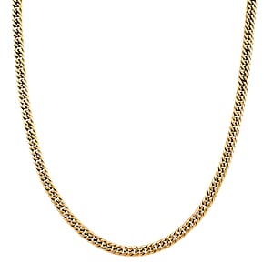 Classic Cuban Link Chain Necklace in ION Plated YG Stainless Steel 20-22 Inches