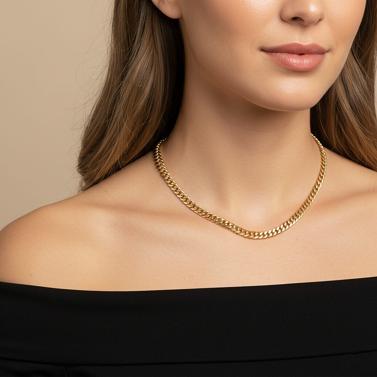 Classic Cuban Link Chain Necklace in ION Plated YG Stainless Steel 20-22 Inches image number 2