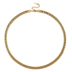 Classic Cuban Link Chain Necklace in ION Plated YG Stainless Steel 20-22 Inches
