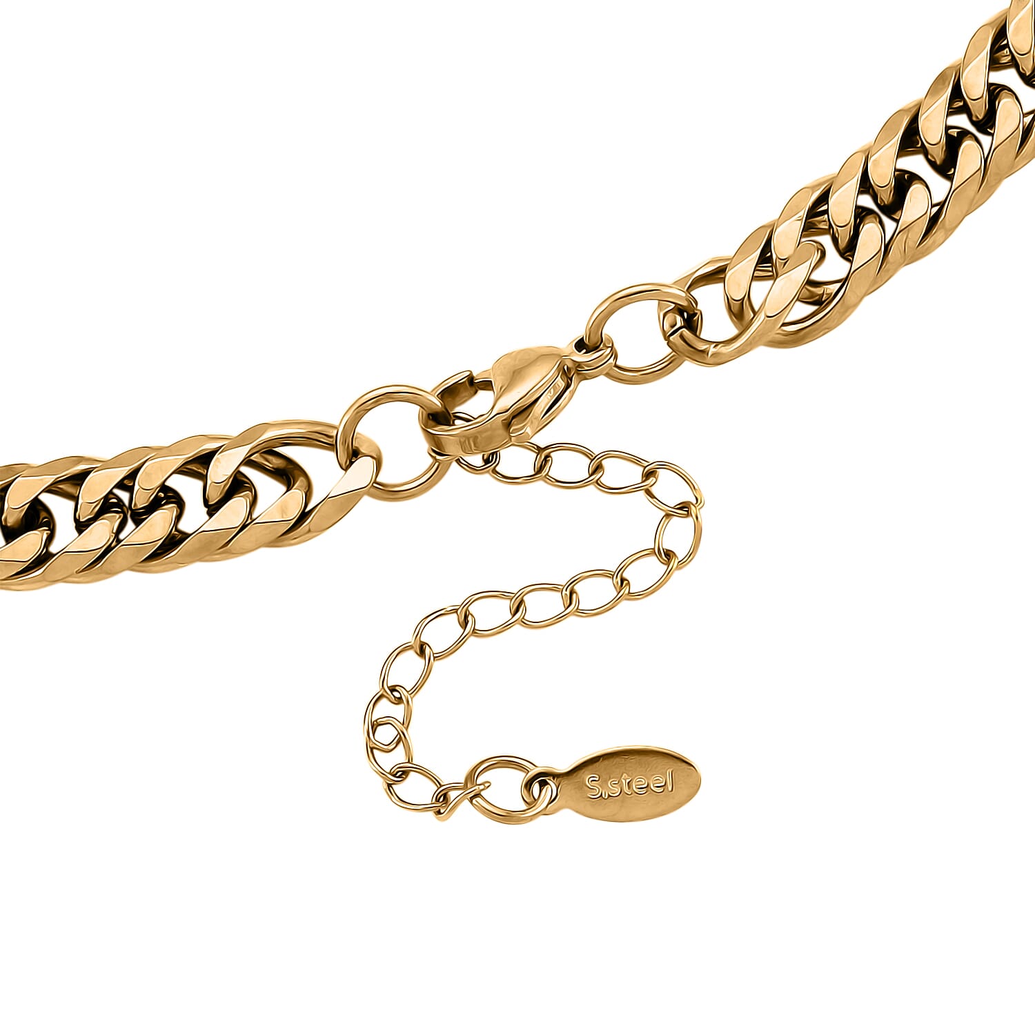Classic Cuban Link Chain Necklace in ION Plated YG Stainless Steel 20-22 Inches