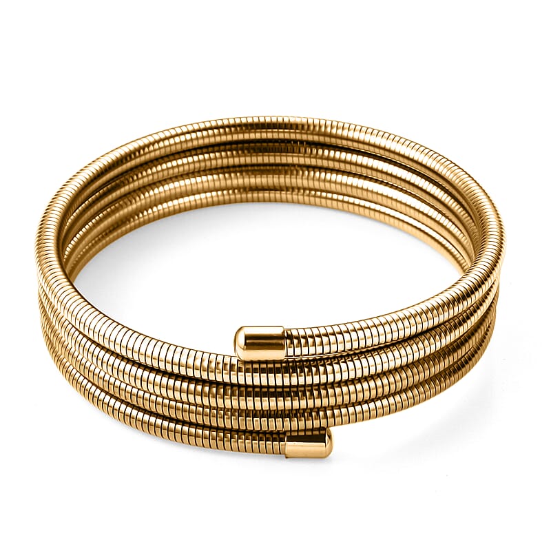 Spiral Coil Bangle Bracelet in ION Plated YG Stainless Steel (7.50 Inches)