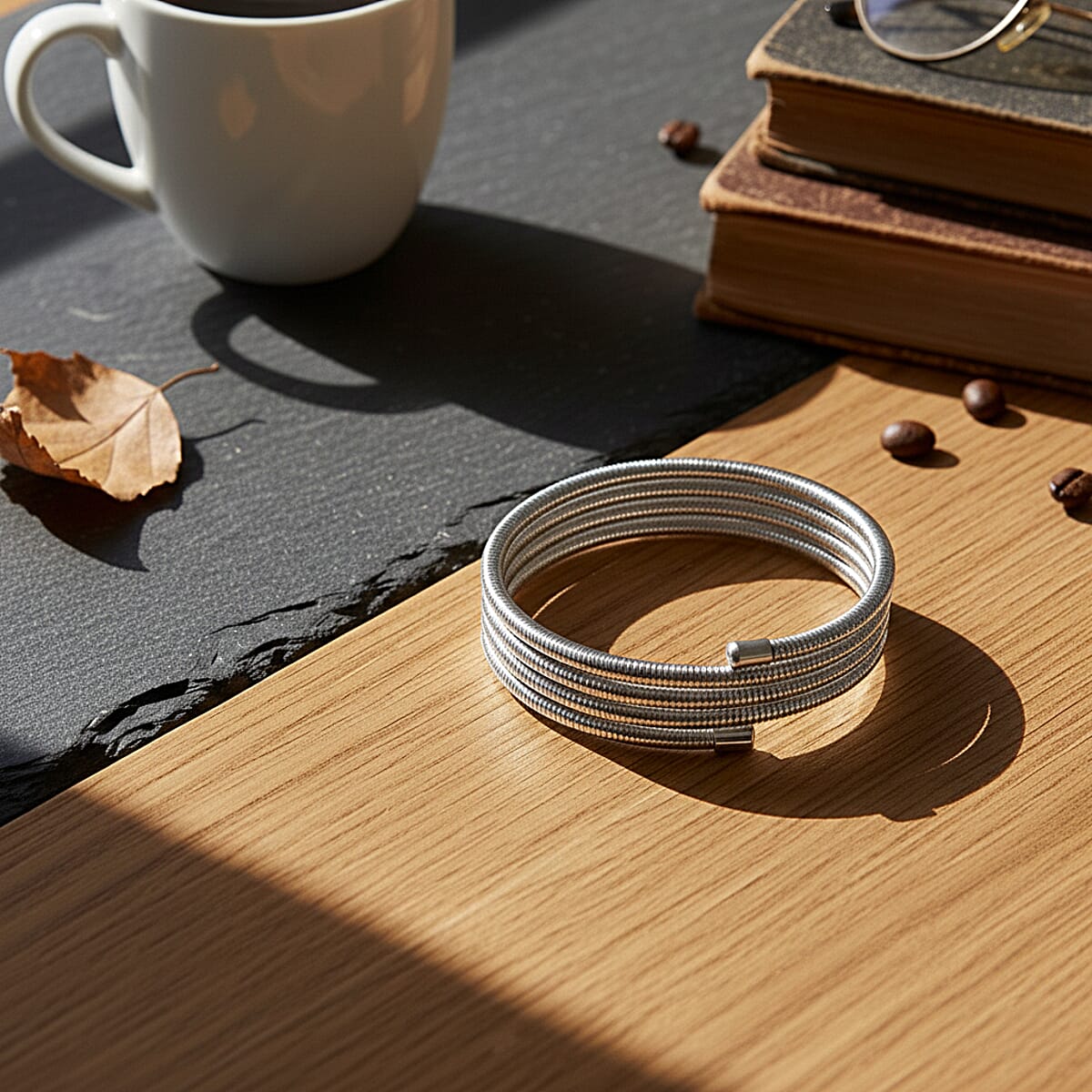 Spiral Coil Bangle Bracelet in Stainless Steel (7.50 Inches) image number 1