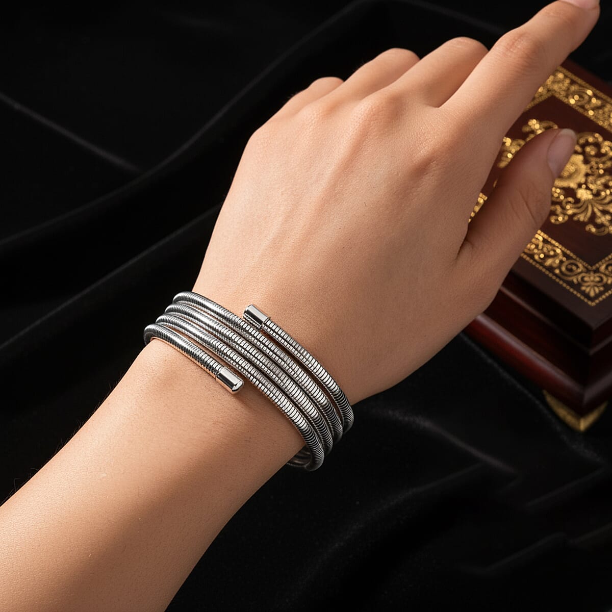 Spiral Coil Bangle Bracelet in Stainless Steel (7.50 Inches) image number 2