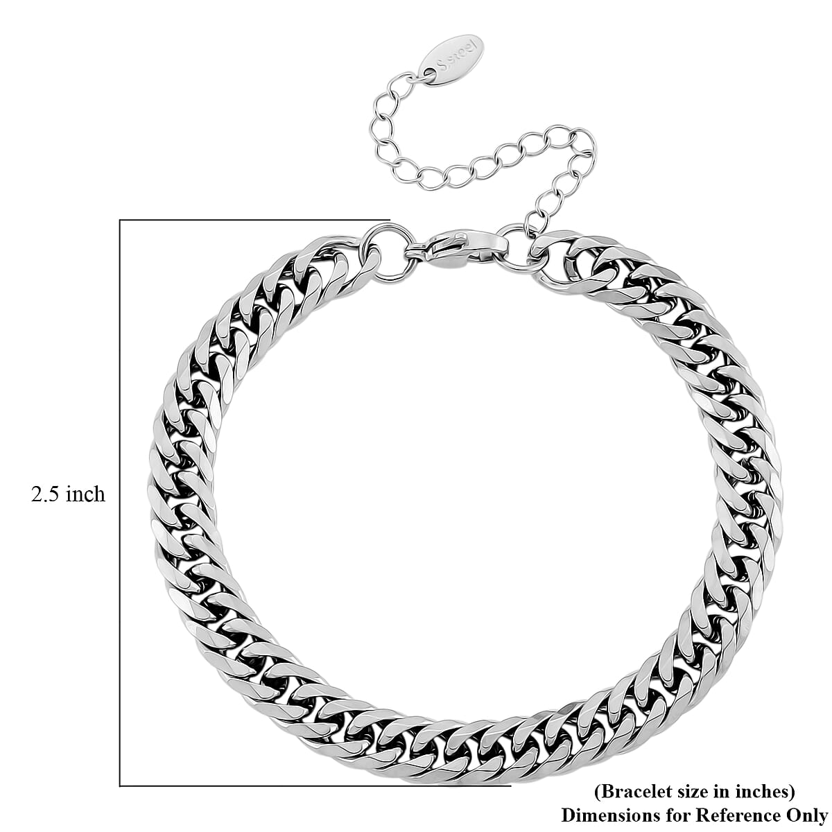 Classic Cuban Link Bracelet in Stainless Steel (7.5-9.5In) image number 5