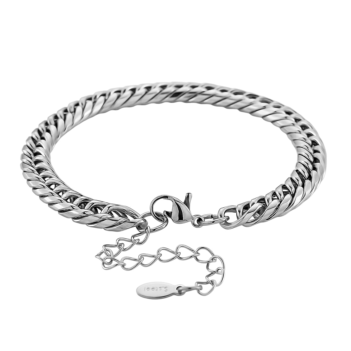 Sleek Cuban Link Bracelet in Stainless Steel (7.5-9.5In) image number 3