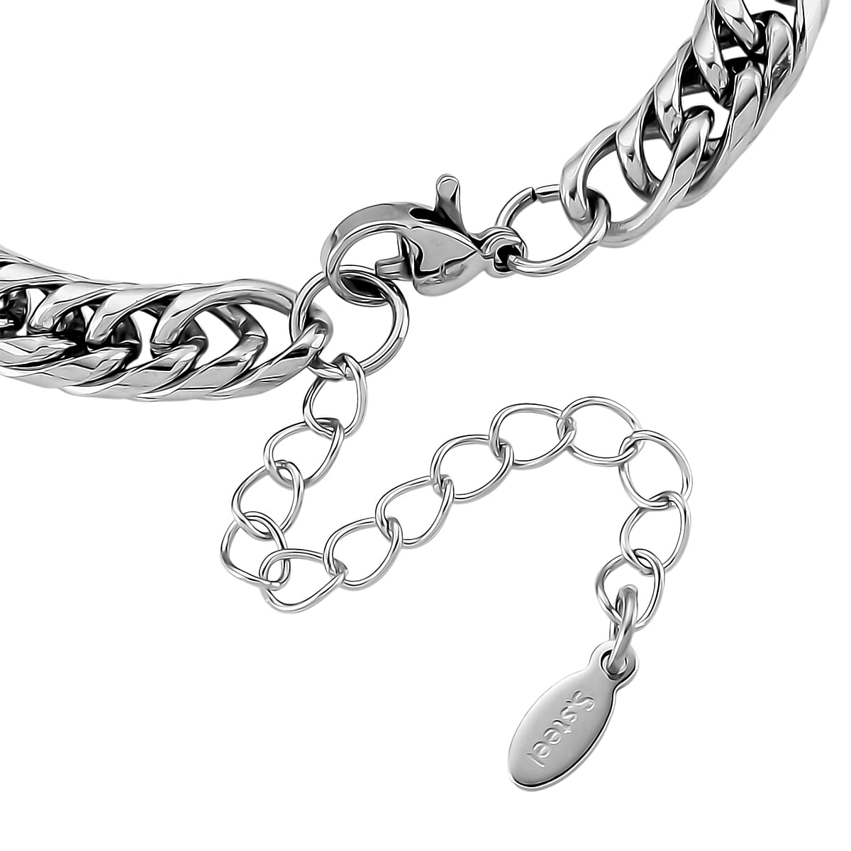 Sleek Cuban Link Bracelet in Stainless Steel (7.5-9.5In) image number 4