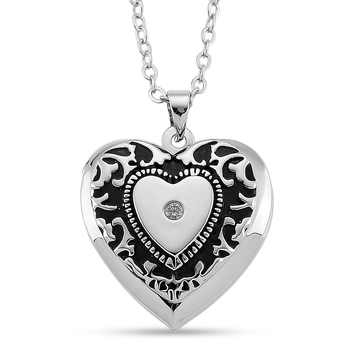 Austrian Crystal Heart Shaped Pendant Necklace in Stainless Steel 20-22 Inches image number 0