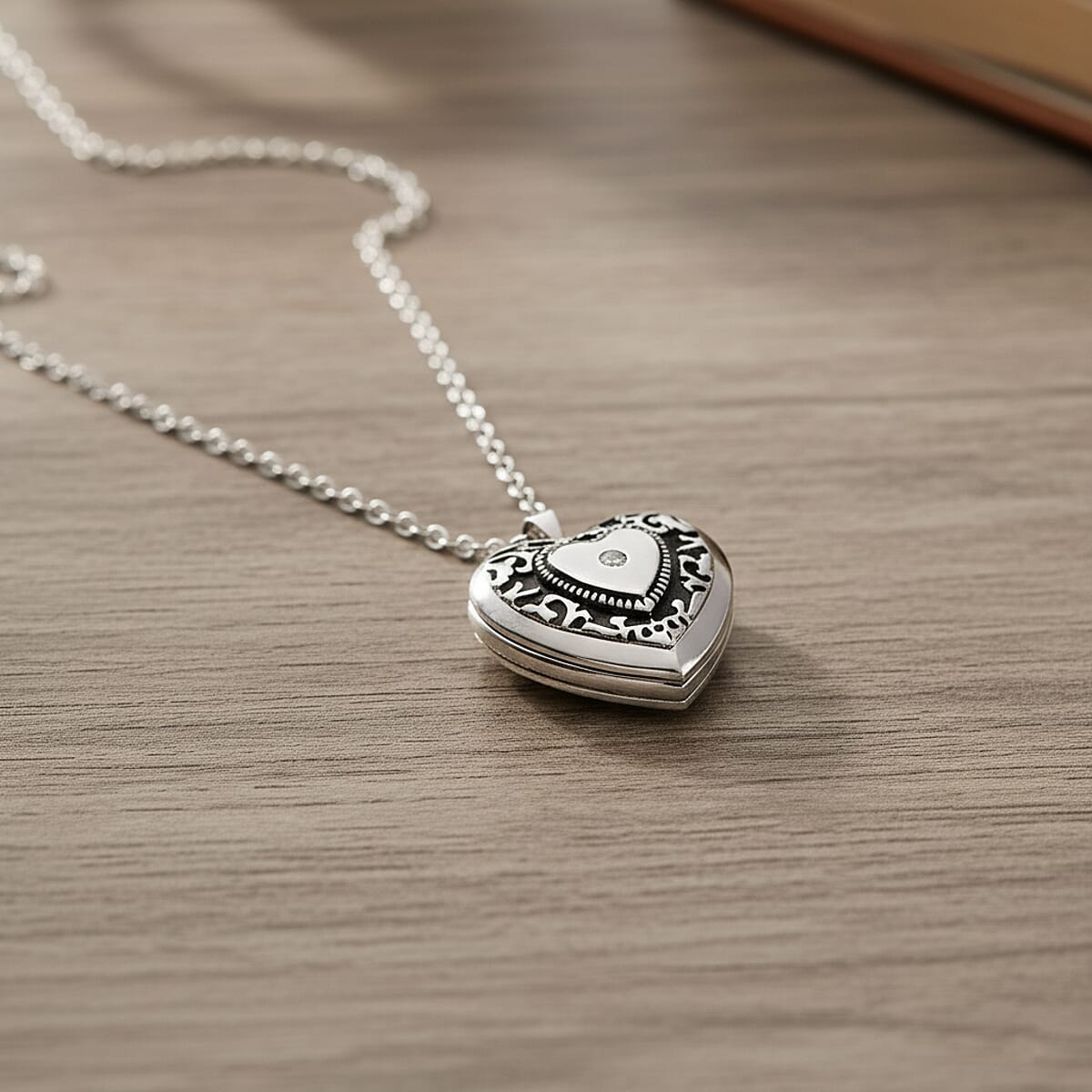 Austrian Crystal Heart Shaped Pendant Necklace in Stainless Steel 20-22 Inches image number 1