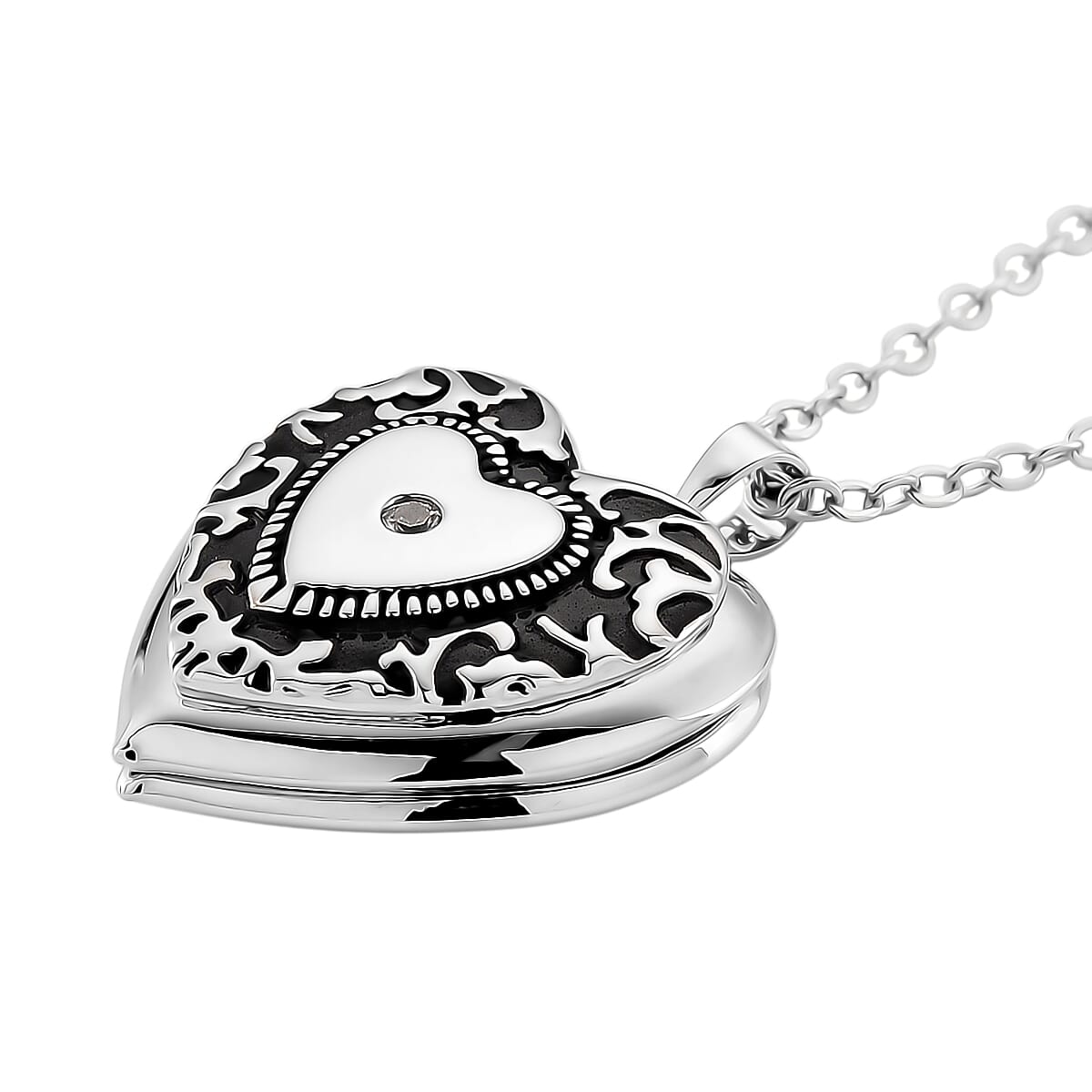 Austrian Crystal Heart Shaped Pendant Necklace in Stainless Steel 20-22 Inches image number 3
