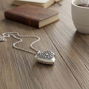 Austrian Crystal Heart Locket Pendant Necklace in Stainless Steel 20-22 Inches