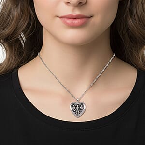 Austrian Crystal Heart Locket Pendant Necklace in Stainless Steel 20-22 Inches