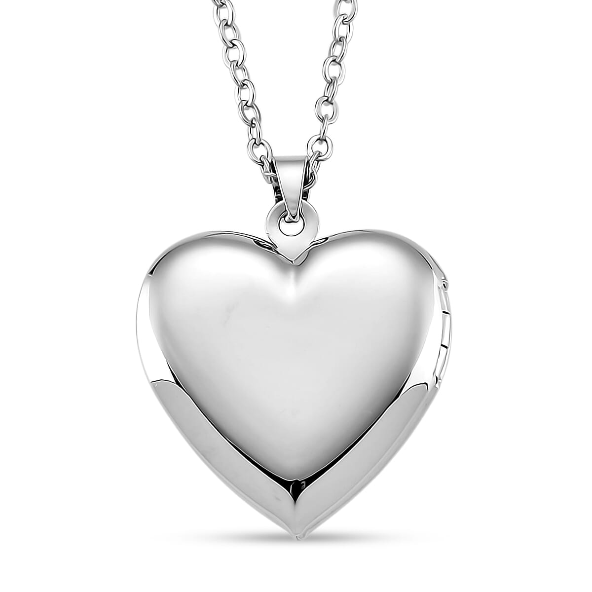 Austrian Crystal Heart Locket Pendant Necklace in Stainless Steel 20-22 Inches image number 4