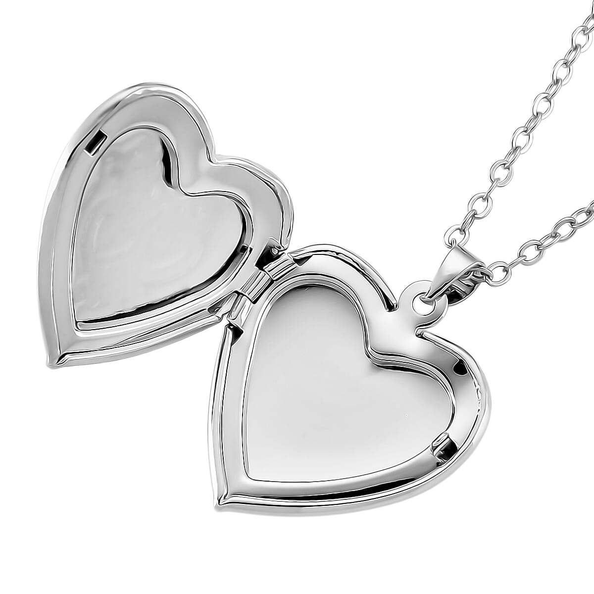 Austrian Crystal Heart Locket Pendant Necklace in Stainless Steel 20-22 Inches image number 5