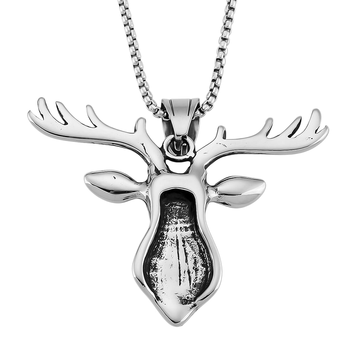 Blue Howlite 0.50 ctw Majestic Stag Necklace in Stainless Steel 20-22 Inches image number 4