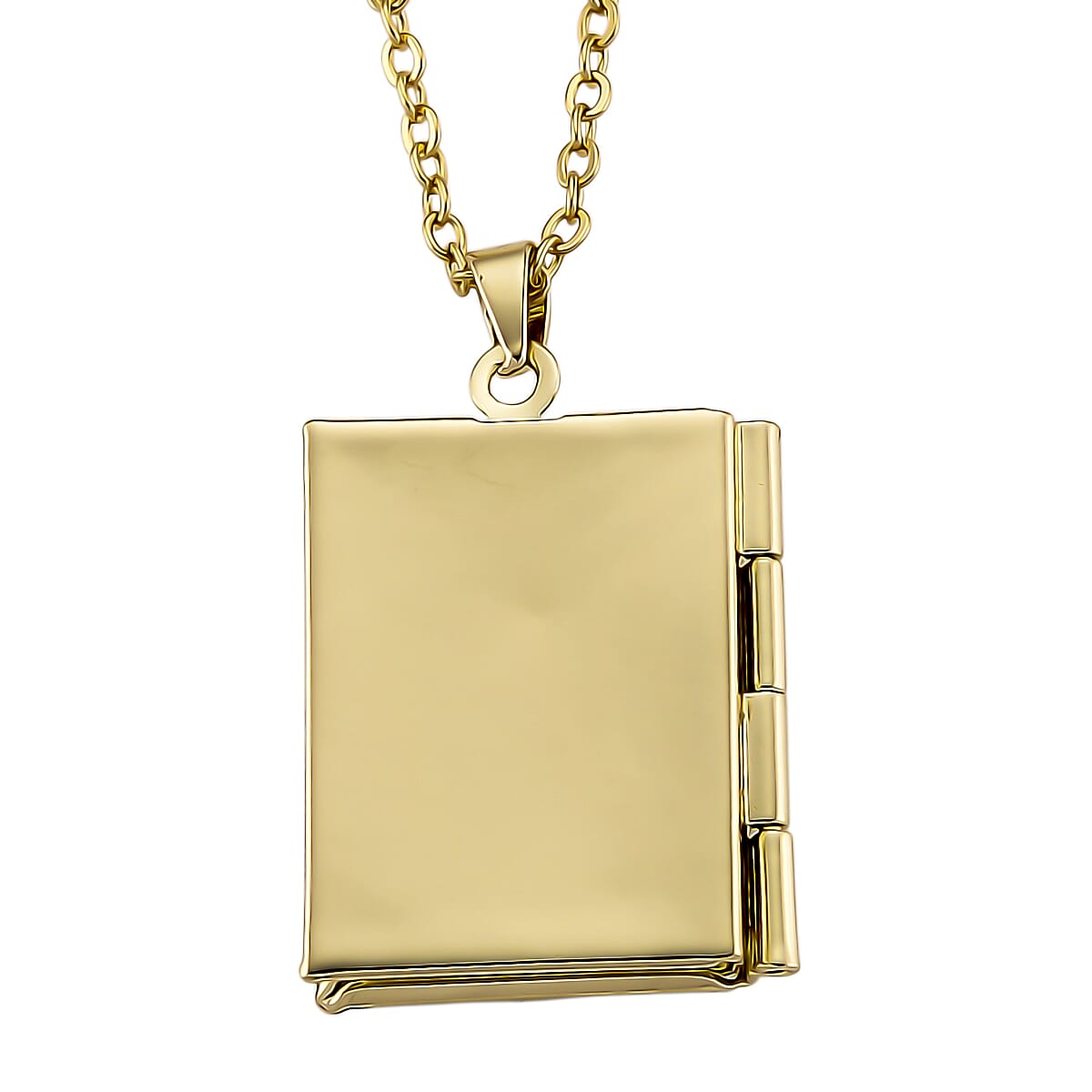 Vintage Book Pendant Necklace in ION Plated YG Stainless Steel 20-22 Inches image number 4