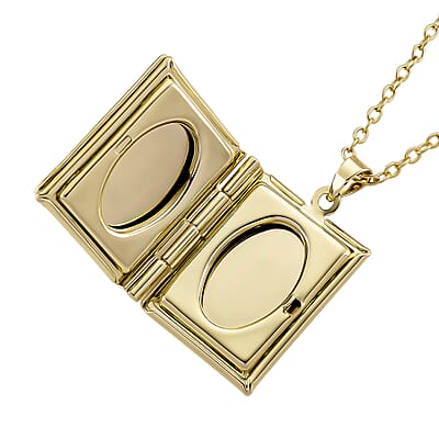 Vintage Book Pendant Necklace in ION Plated YG Stainless Steel 20-22 Inches