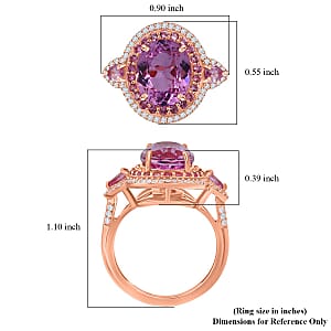 D'Joy AAA Patroke Kunzite, Multi Gemstone Ring in 18K Vermeil RG Over Sterling Silver 5.80 ctw (Size 10.0)