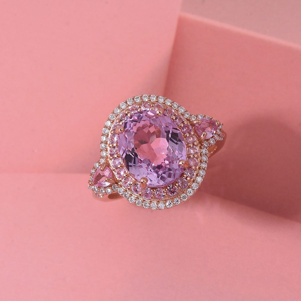 D'Joy AAA Patroke Kunzite and Multi Gemstone 5.80 ctw Ring in 18K Vermeil Rose Gold Over Sterling Silver (Size 7.0) image number 1