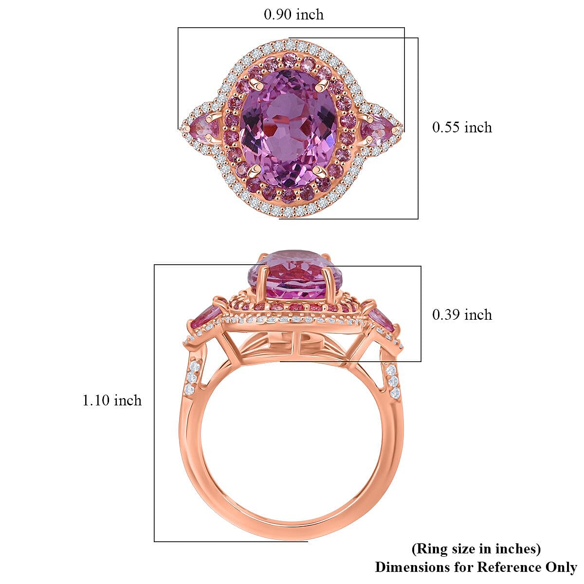 D'Joy AAA Patroke Kunzite and Multi Gemstone 5.80 ctw Ring in 18K Vermeil Rose Gold Over Sterling Silver (Size 7.0) image number 5