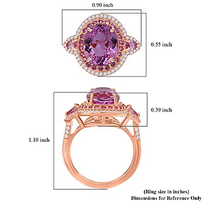D'Joy AAA Patroke  Kunzite, Multi Gemstone Ring in 18K Vermeil RG Over Sterling Silver 5.80 ctw (Size 7.0)