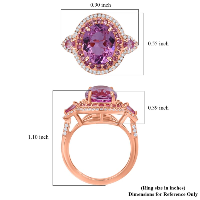 D'Joy AAA Patroke  Kunzite, Multi Gemstone Ring in 18K Vermeil RG Over Sterling Silver 5.80 ctw (Size 7.0)
