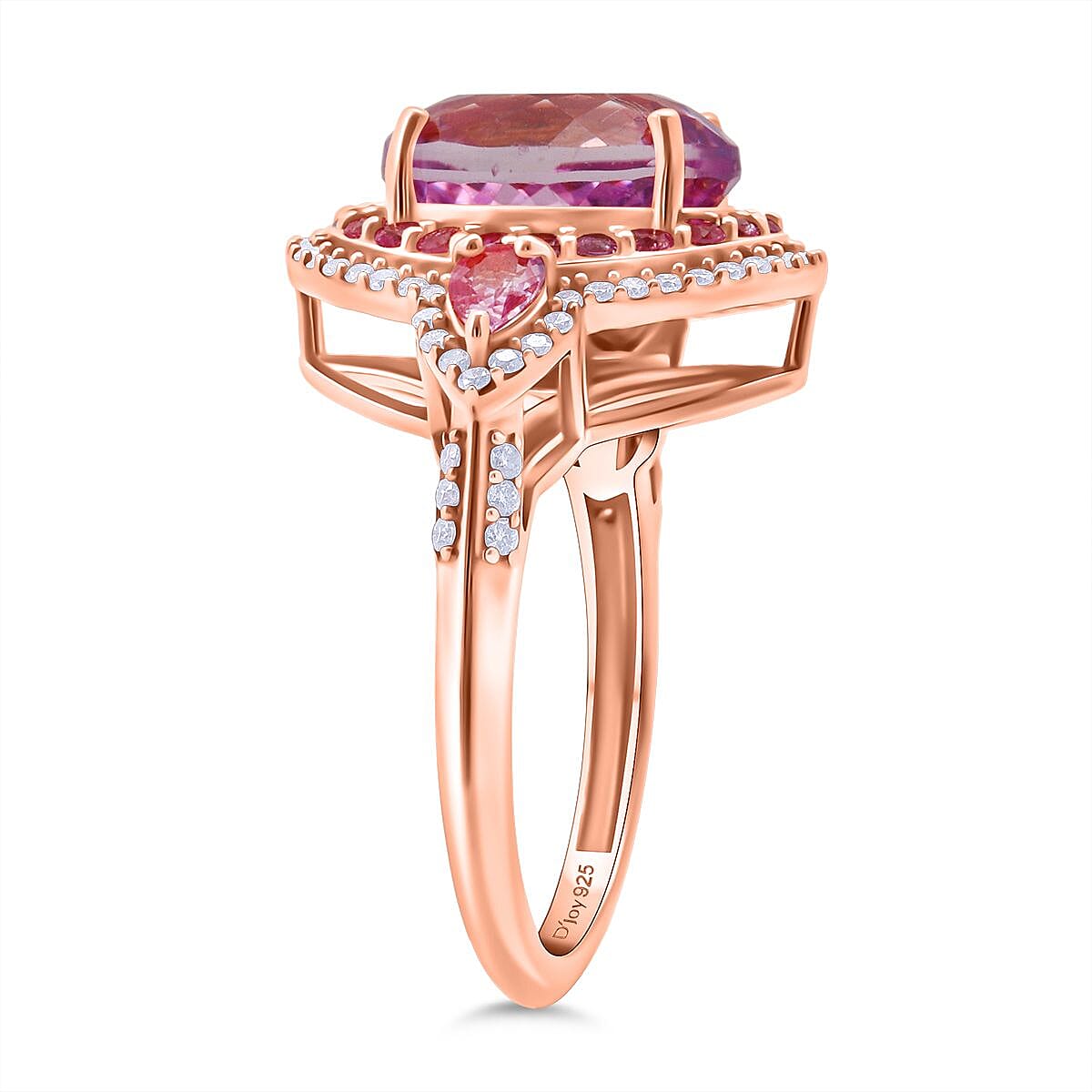 D'Joy AAA Patroke Kunzite and Multi Gemstone 5.80 ctw Royal Medallion Ring in 18K Vermeil Rose Gold Over Sterling Silver (Size 8.0) image number 3