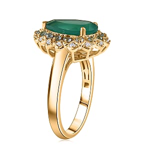 EverTrue Verde Onyx, Multi Gemstone Ring in 18K YG Plated 3.25 ctw (Size 10.0)