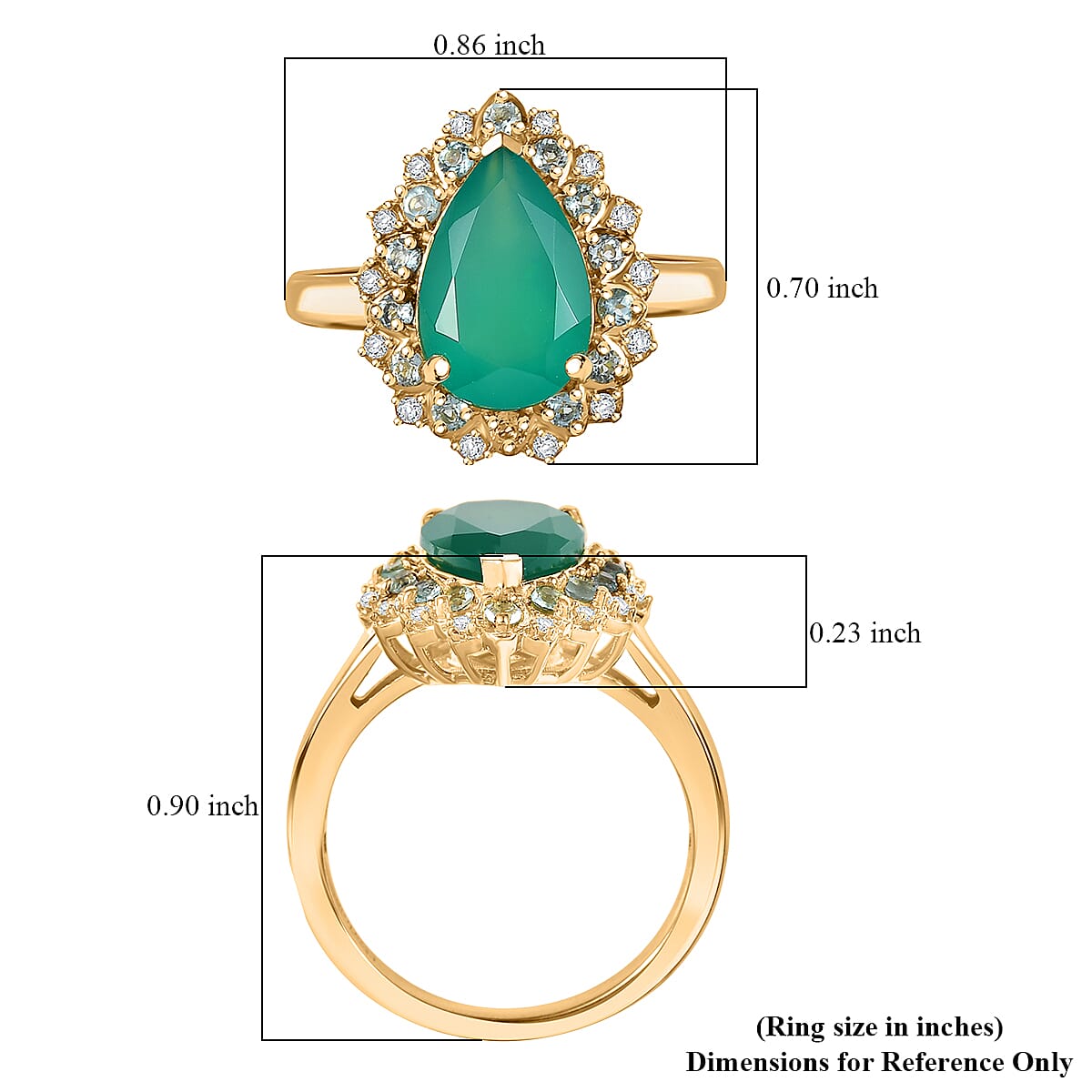 EverTrue Verde Onyx, Multi Gemstone Ring in 18K YG Plated (Size 10.0) 3.25 ctw image number 5