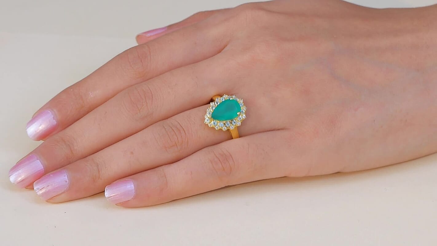 EverTrue Verde Onyx, Multi Gemstone Ring in 18K YG Plated (Size 10.0) 3.25 ctw