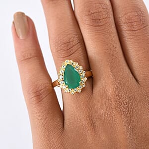 EverTrue Verde Onyx, Multi Gemstone Ring in 18K YG Plated 3.25 ctw (Size 7.0)