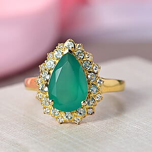 EverTrue Verde Onyx, Multi Gemstone Ring in 18K YG Plated 3.25 ctw (Size 8.0)