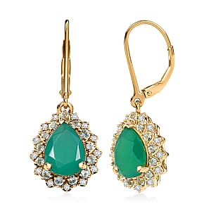 EverTrue Verde Onyx and Multi Gemstone 3.75 ctw Earrings in 18K Yellow Gold Plated
