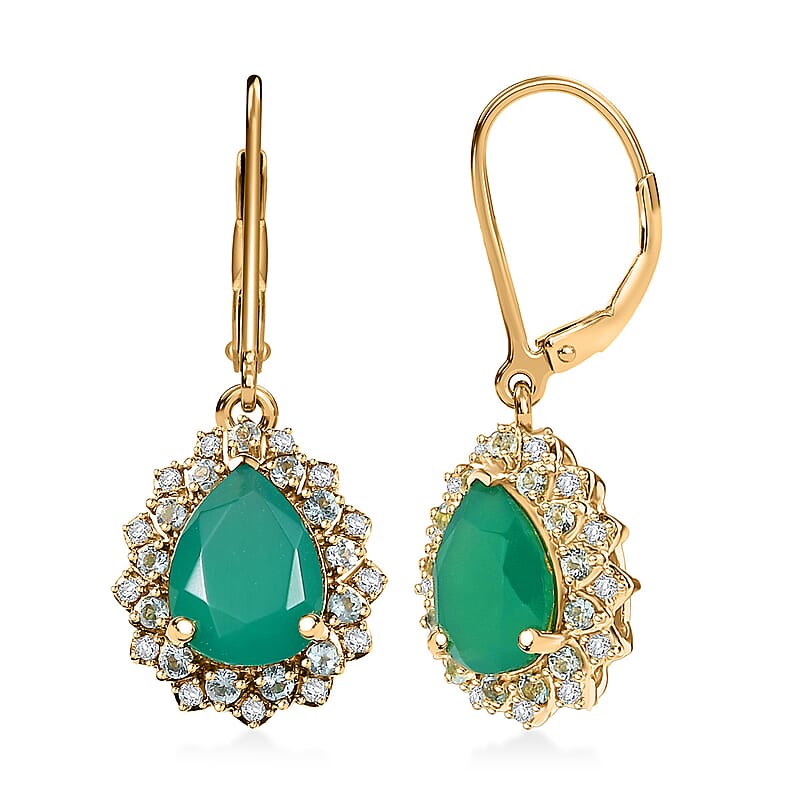 EverTrue Verde Onyx, Multi Gemstone Earrings in 18K YG Plated 3.75 ctw