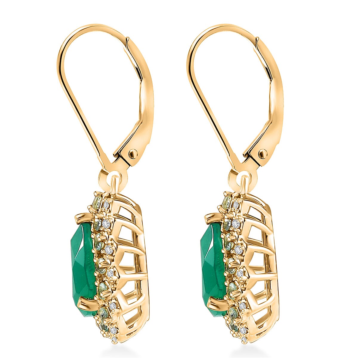 EverTrue Verde Onyx and Multi Gemstone 3.75 ctw Earrings in 18K Yellow Gold Plated image number 3
