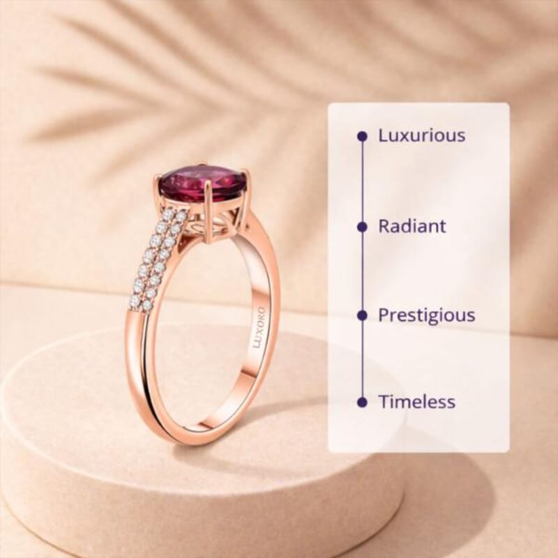 Certified & Appraised Luxoro AAA Ouro Fino Rubellite and G-H I2 Diamond 2.00 ctw Ring in 14K Rose Gold (Size 10.0)