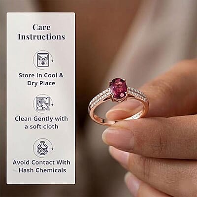 Certified & Appraised Luxoro AAA Ouro Fino Rubellite and G-H I2 Diamond 2.00 ctw Ring in 14K Rose Gold (Size 10.0)