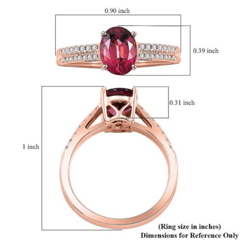Certified & Appraised Luxoro AAA Ouro Fino Rubellite and G-H I2 Diamond 2.00 ctw Ring in 14K Rose Gold (Size 10.0)