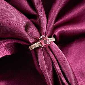 Certified & Appraised Luxoro 14K Yellow Gold AAA Ouro Fino Rubellite, Diamond (G-H, I2) (0.24 cts) Ring (Size 10.5) 2.00 ctw