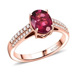 Certified & Appraised Luxoro AAA Ouro Fino Rubellite and G-H I2 Diamond 2.00 ctw Ring in 14K Rose Gold (Size 9.0)